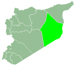 Deyrizor İli'nin gösterildiği bir Suriye haritası.
