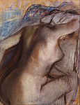 After the Bath, Woman Drying Herself, c. 1884–1886, reworked between 1890 and 1900, pastel on wove paper, 40.5 × 32 cm, Musée Malraux, Le Havre