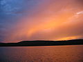 4 décembre 2007 Pluie au soleil au Lac Témiscouata, Québec, Canada.