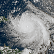 A satellite picture of Hurricane Maria as a Category 5 hurricane on September 19, 2017.