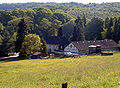 View of Burgholz woods with typical Bergisches farmerhouse