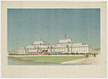 A rare colour lithograph by an unknown artist of the opening of provisional parliament house in Canberra, 9 May 1927