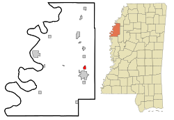 雷諾瓦在玻利瓦縣及密西西比州的位置（以紅色標示）