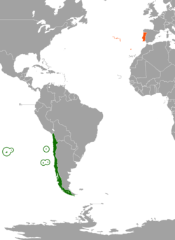 Map indicating locations of Chile and Portugal