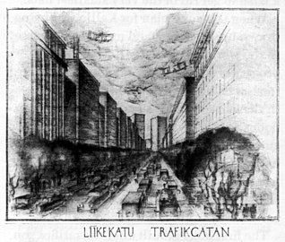 Oiva Kallio, Helsinki town plan, 1920s.