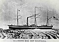 Image 40SS California (1848), the first paddle steamer to steam between Panama City and San Francisco, as part of the Pacific Mail Steamship Company. (from History of California)