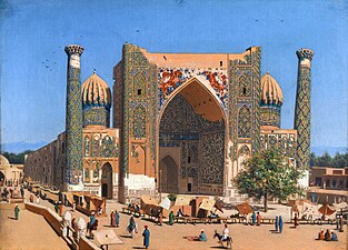 Sher-Dor Madrasa on Registan Square in Samarkand (1869–1870)