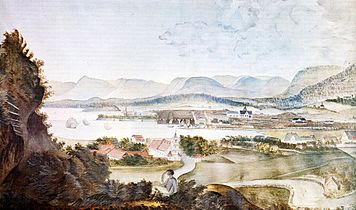 1814: Christiania seen from Ekeberg, by M. K. Tholstrup