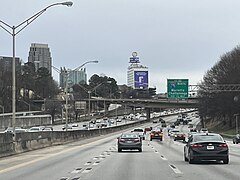 Right-hand traffic on I-85 in Atlanta, Georgia, US