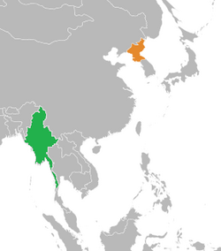 Map indicating locations of Myanmar and North Korea