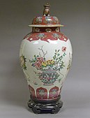 Jar: 18th century; porcelain painted in overglaze famille rose enamels; height: 61 cm; Metropolitan Museum of Art (New York City)