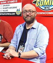 Abnett at the Midtown Comics booth at the New York Comic Con in Manhattan, 10 October 2010