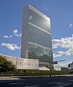 Yhdistyneiden kansakuntien päämaja New Yorkissa Yhdysvalloissa.