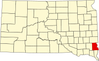 Map of Južna Dakota highlighting Lincoln County