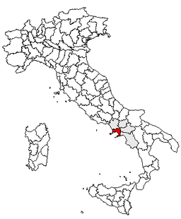 Karta över Italien med Provincia di Napoli markerat