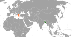 Map indicating locations of Bangladesh and Greece