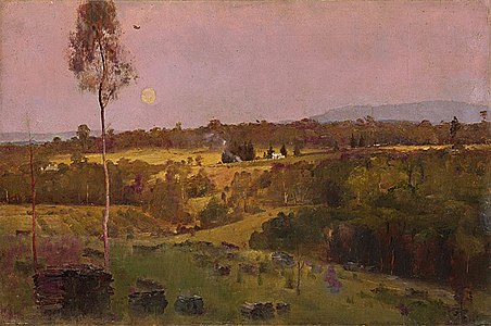 Tom Roberts, Evening, when the quiet east flushes faintly at the sun's last look, 1887, National Gallery of Victoria