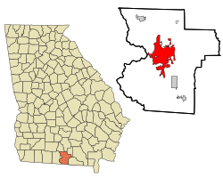 Location in Lowndes County and the state of جورجیا