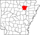 State map highlighting Independence County