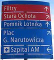 Direction table at a road in Ochota