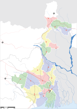 Map of पश्चिम बंगाल with पलासी marked
