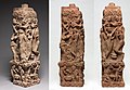Corner railing pillar with drinking scenes, Yakshis, and Musicians, incorporating Hellenistic elements. Mathura, Kushan period circa 100 CE.[44]