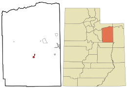 Location in Duchesne County and the state of Utah