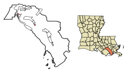 Location of Lockport in Lafourche Parish, Louisiana.