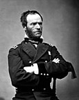 Maj. Gen. William T. Sherman, USA, in May 1865. The black ribbon around his left arm is a sign of mourning over President Lincoln's death. Portrait by Mathew Brady.