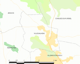 Mapa obce Villegailhenc