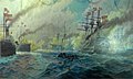Alexander Kircher: Die Seeschlacht von Lissa. Öl auf Leinwand, 318 cm × 705 cm