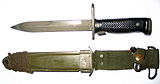 The US M6 bayonet and scabbard used with the M14 rifle