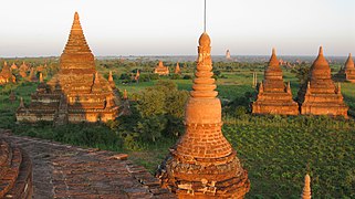 Bagan temples at sunset
