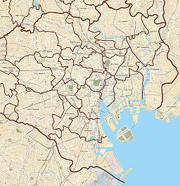 Mapo de la distriktoj de Tokio