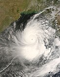 ภาพถ่ายดาวเทียมของพายุหมุนนาร์กิสขณะอยู่ในมหาสมุทรอินเดีย
