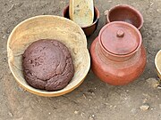 Sorghum dough in a gourd bowl of the Didinga people of South Sudan, 2024