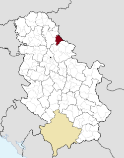 Location of Sečanj within Serbia