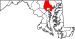State map highlighting Baltimore County