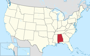 地图中高亮部分为阿拉巴馬州