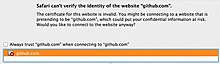 "Safari can't verify the identity of the website github.com."