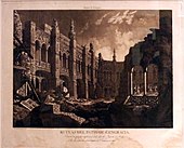 Ruins of a courtyard of Santa Engracia (1808-1813) by Italian Fernando Brambila and Spanish Juan Gálvez in their work Ruins of Zaragoza (artist book focused on the buildings that were ruined after the city's Napoleonic sieges)
