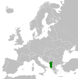 阿尔巴尼亚王国在第二次世界大战期间的疆域。