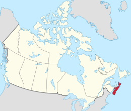 Mapa Kanady s vyznačenou polohou Nového Škótska