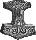 Desenho de um pingente de Mjönil, o martelo de Thor, encontrado em 1877 em Skåne, na Suécia.