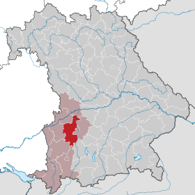 Landkreis Augsburgs läge i Bayern