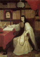 Sor Juana Inés de la Cruz, Mexican nun and savante, posthumous portrait, oil on canvas, 1750