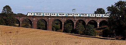 A Class 717 operated by Great Northern on the Northaw Viaduct, between Hertford North and London Moorgate