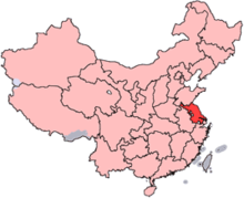 A map of China with Jiangsu province highlighted