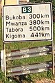 The Transport font is used in several ex-British colonies, such as this one in Kagera Region, Tanzania
