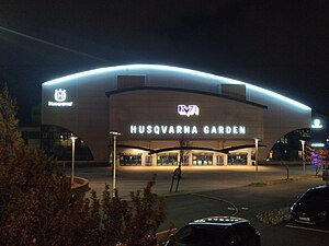 Westseite des Husqvarna Garden am Abend (Oktober 2020)